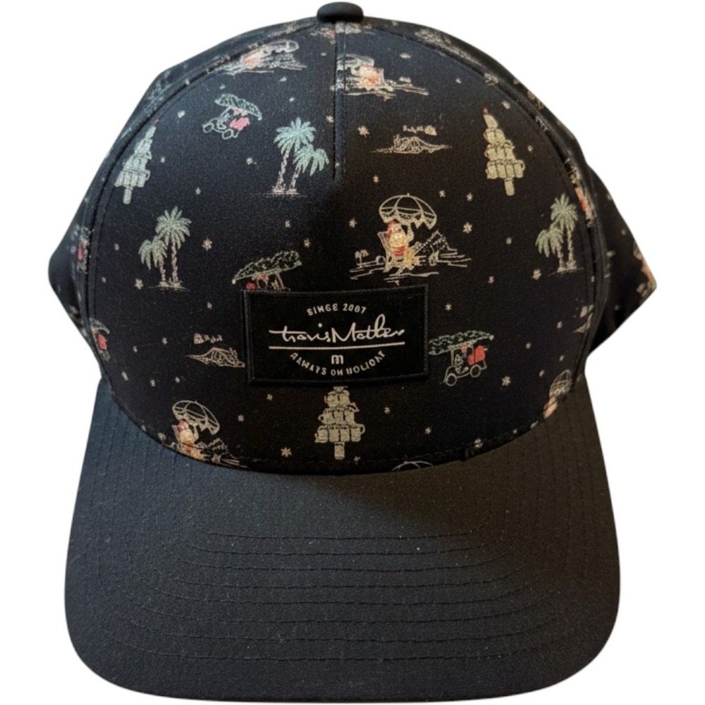 TravisMathew Mens Always On Holiday Christmas Snapback Hat Black Santa Golf Cap